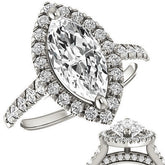 Marquise Moissanite Halo Cathedral Engagement Ring