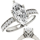 Marquise cut Engagement Ring with Pave set Side Stones