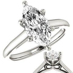 Marquise Solitaire Engagement Ring with Bow Accent