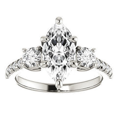 Marquise cut Moissanite 3-Stone Style Engagement Ring