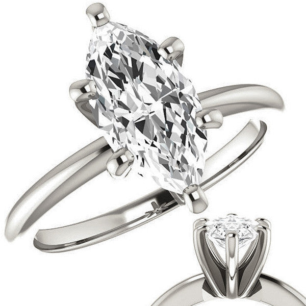 Marquise cut 6 Prong Moissanite Solitaire Ring