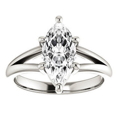 Marquise Cut Split Shank Solitaire Ring