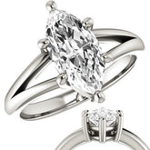 Marquise Cut Split Shank Solitaire Ring