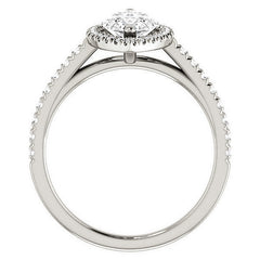Marquise Cut Halo Cathedral Engagement Ring