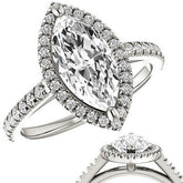 Marquise Cut Halo Cathedral Engagement Ring