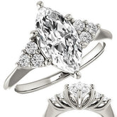 Marquise Cut Moissanite Cathedral Solitaire Ring