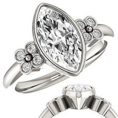 Marquise Bezel Set Moissanite Engagement Ring