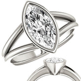 Marquise Moissanite Split Shank Engagement Ring