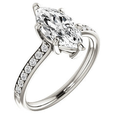 Marquise cut Moissanite Basket Engagement Ring