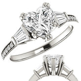 Heart and Baguette Moissanite Engagement Ring