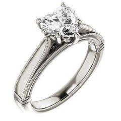 Heart shaped Moissanite Cathedral Solitaire with Scroll Accents