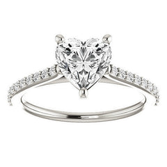 Heart shaped Accented Moissanite Engagement Ring