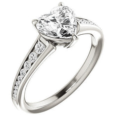 Heart Channel Set Moissanite Engagement Ring