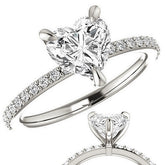 Heart Moissanite Engagement Ring with Claw Prongs