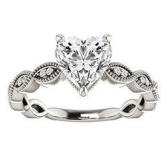 Heart cut Infinity-Styled Moissanite Engagement Ring with Milgrain