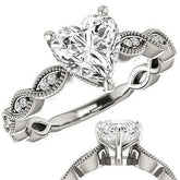 Heart cut Infinity-Styled Moissanite Engagement Ring with Milgrain