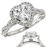 Heart Twisted Cathedral Halo Moissanite Engagement Ring