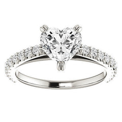 Heart cut Moissanite Double Prong Cathedral Engagement Ring