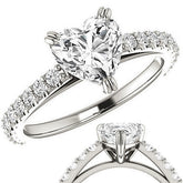 Heart cut Moissanite Double Prong Cathedral Engagement Ring