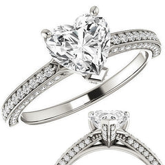 Heart Moissanite & Diamond Accented Engagement Ring
