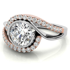 Bypass Bezel Split Shank Moissanite Engagement Ring