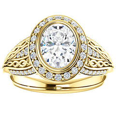 Oval Moissanite Bezel Woven Ring