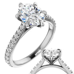 Cathedral Oval Moissanite Eng Ring with Claw Prongs