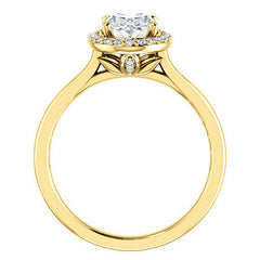 Oval Moissanite Petal Accent Halo Engagement Ring