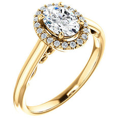Oval Cut Halo Two-Toned Engagement Ring