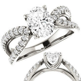 Oval cut Infinity Style Engagement Ring