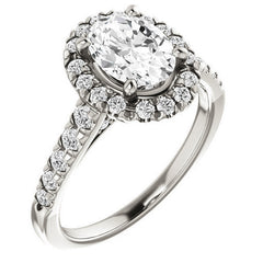 Oval Moissanite Halo Cathedral Engagement Ring