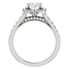 Oval Moissanite Halo Cathedral Engagement Ring
