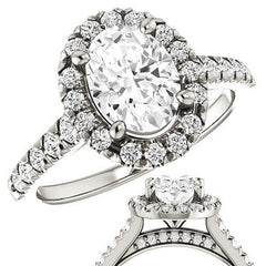 Oval Moissanite Halo Cathedral Engagement Ring