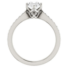 Oval cut Engagement Ring with Pave set Side Stones