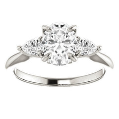 Oval and Pear Moissanite Engagement Ring