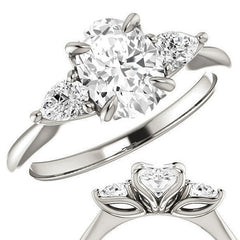 Oval and Pear Moissanite Engagement Ring