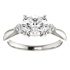 East-West Oval Moissanite Engagement Ring