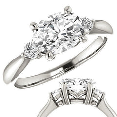 East-West Oval Moissanite Engagement Ring