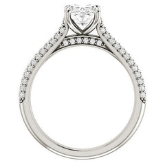 Oval Moissanite Pave Cathedral Engagement Ring