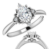 Oval Moissanite Unique Engagement Ring