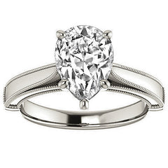 Pear Cathedral Solitaire with Scroll Accents