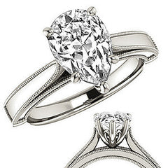 Pear Cathedral Solitaire with Scroll Accents