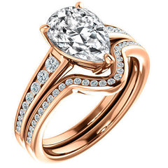 Pear & Diamond Channel Set Engagement Ring