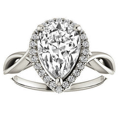 Pear Moissanite Infinity Halo Cathedral Engagement Ring