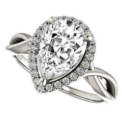 Pear Moissanite Infinity Halo Cathedral Engagement Ring