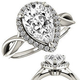 Pear Moissanite Infinity Halo Cathedral Engagement Ring