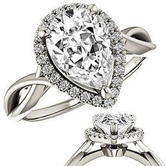 Pear Moissanite Infinity Halo Cathedral Engagement Ring