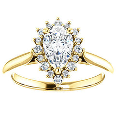Pear Moissanite Snowflake Halo Ring
