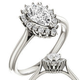Pear Moissanite Snowflake Halo Ring
