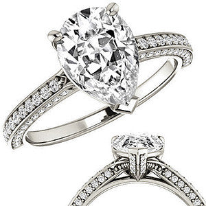 Pear Moissanite & Diamond Accented Engagement Ring